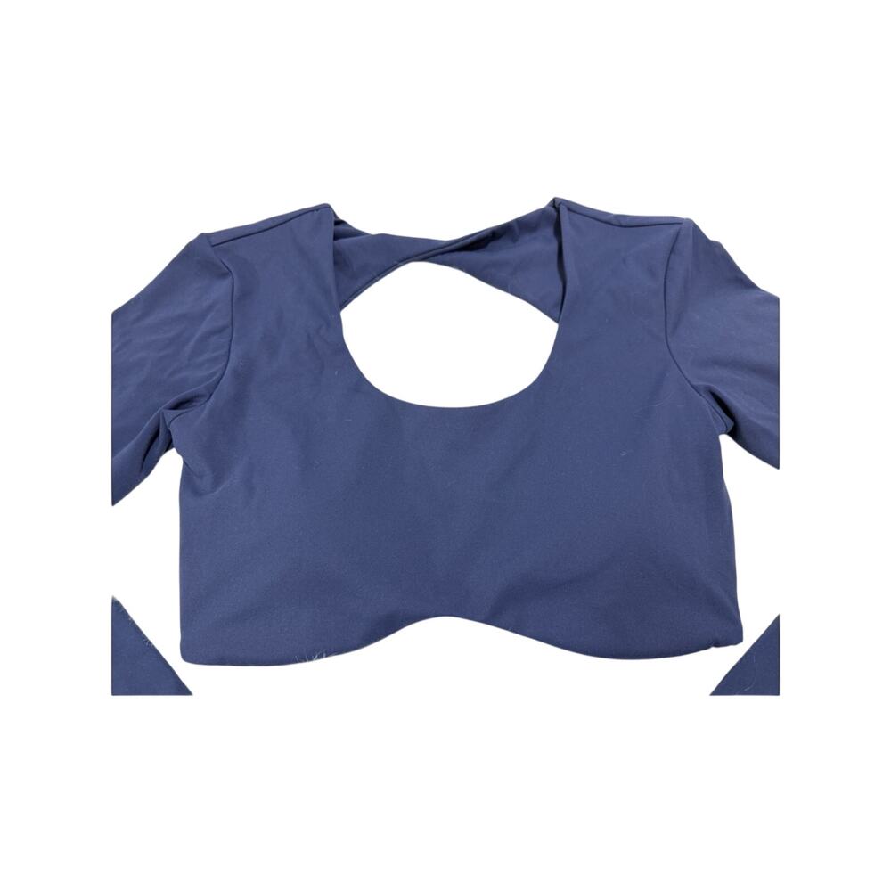 Navy Cutout Crop Yoga Athletic Womens Top - Size Large